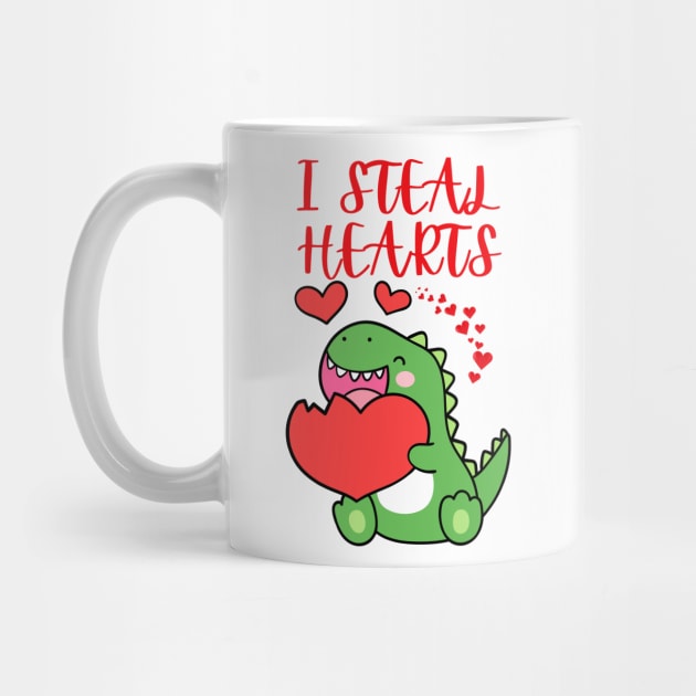 Kids I Steal Hearts Dino Baby Boy and Girl Valentines Day Toddler by UltraPod